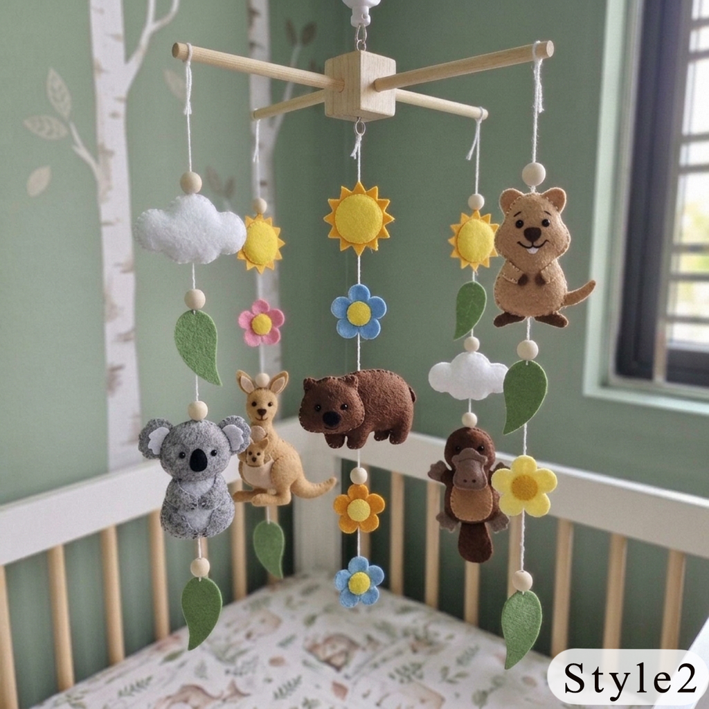 Australian Wildlife Felt Baby Mobile, Handmade Eucalyptus Nursery Crib Decor, Sunshine Baby Shower Gift