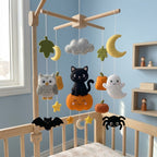 Felt Halloween Black Cat Baby Mobile