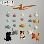 Handmade Crochet Cat Baby Mobile with Fish – Nursery Crib Decor