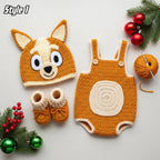 Adorable Crochet Puppy Baby Outfit, Handmade Brown Dog Romper Hat & Booties Set, Newborn Photo Prop, Baby Shower Gift