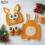 Adorable Crochet Puppy Baby Outfit, Handmade Brown Dog Romper Hat & Booties Set, Newborn Photo Prop, Baby Shower Gift
