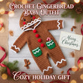 Adorable Crochet Gingerbread Baby Outfit, Handmade Christmas Hooded Romper, Newborn Holiday Photo Prop, Baby’s First Christmas Gift