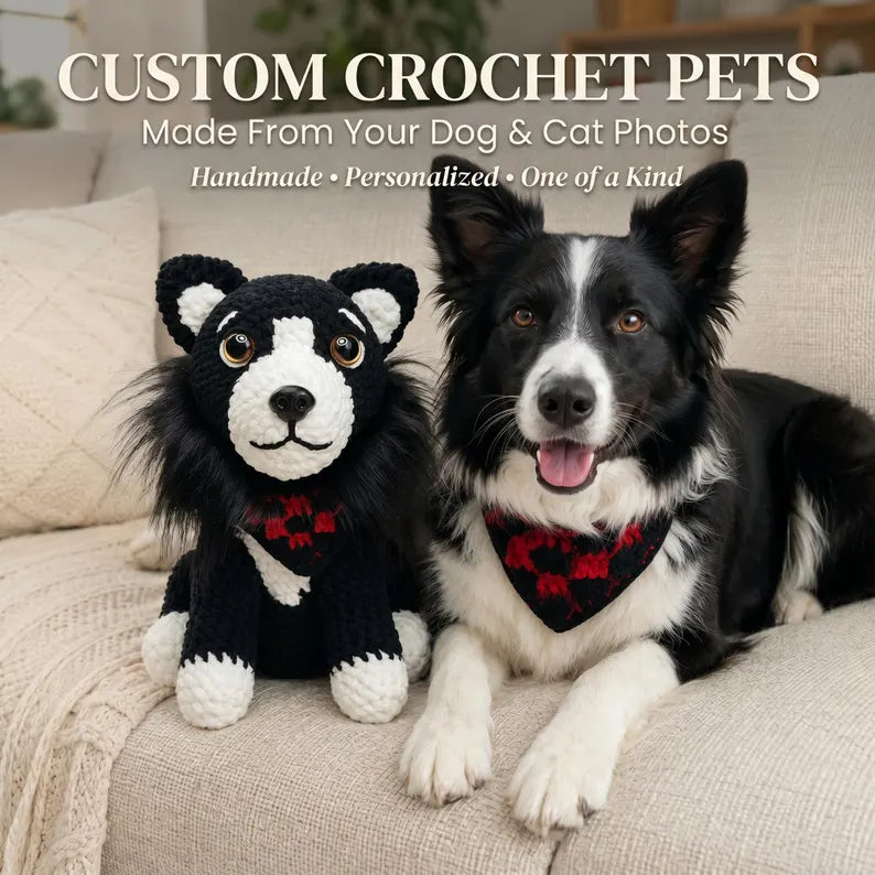Custom Crochet Pet From Photo - Personalized Dog or Cat Amigurumi Plush Gift