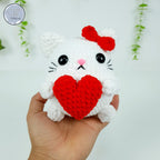 Love Cat Crochet Pattern: Valentine Kitty with Heart (PDF Pattern)