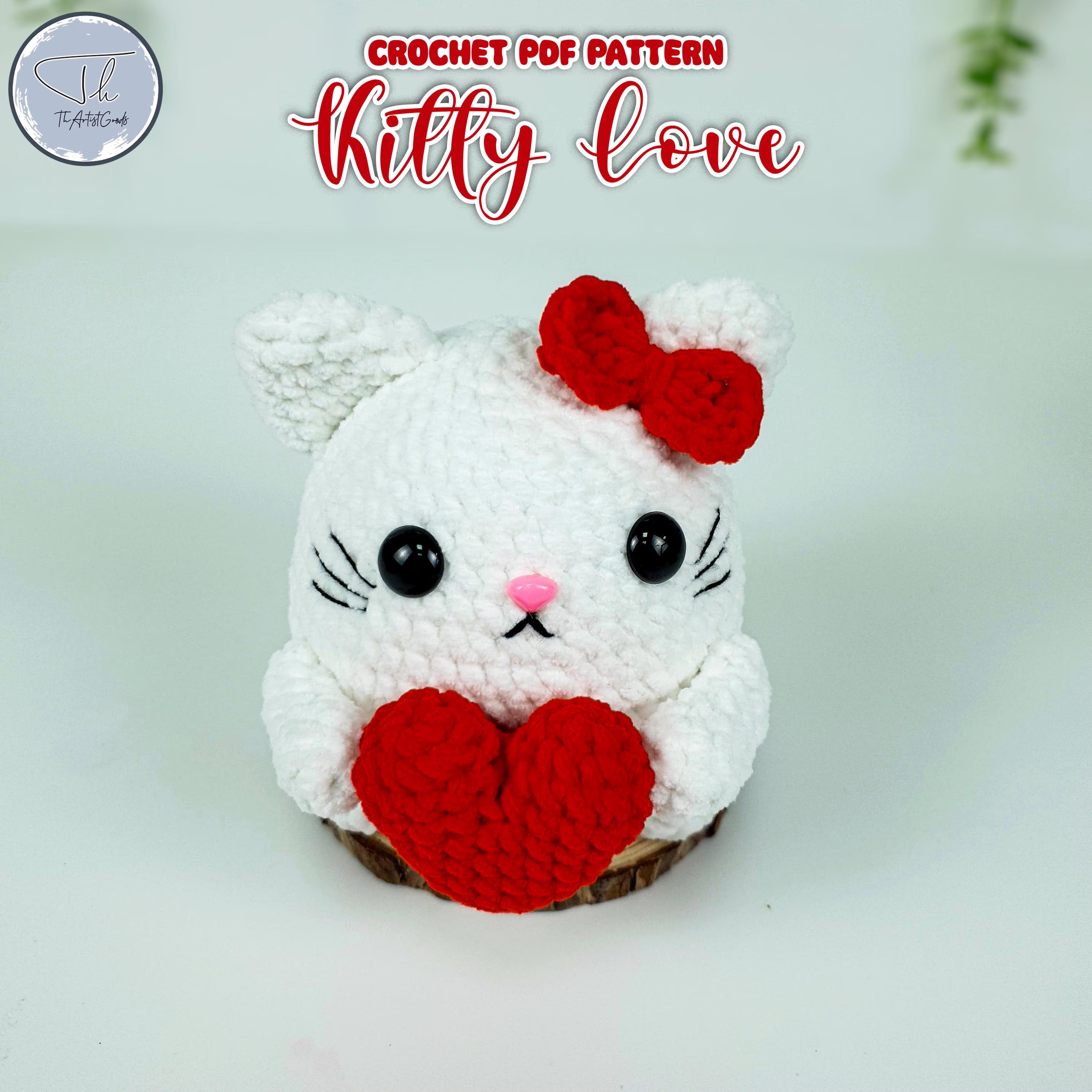 Love Cat Crochet Pattern: Valentine Kitty with Heart (PDF Pattern)