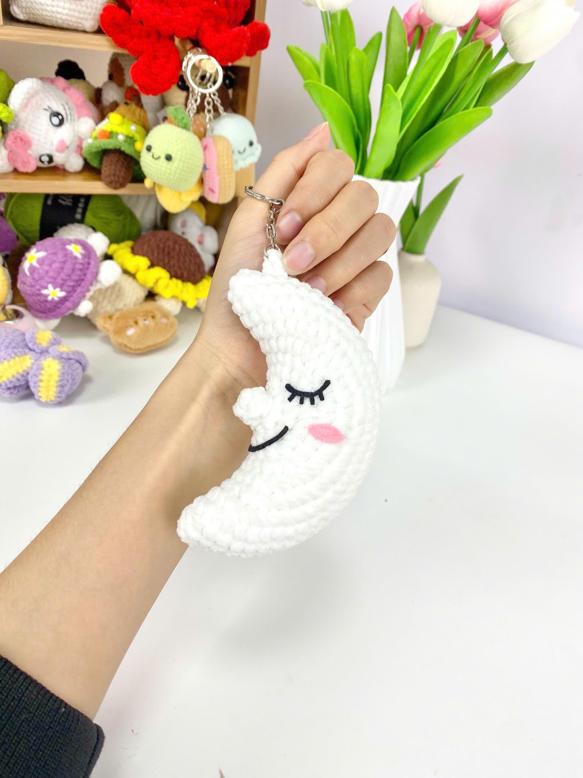 Weather Keychain Crochet Pattern: Sun, Moon, Star, Cloud (PDF)