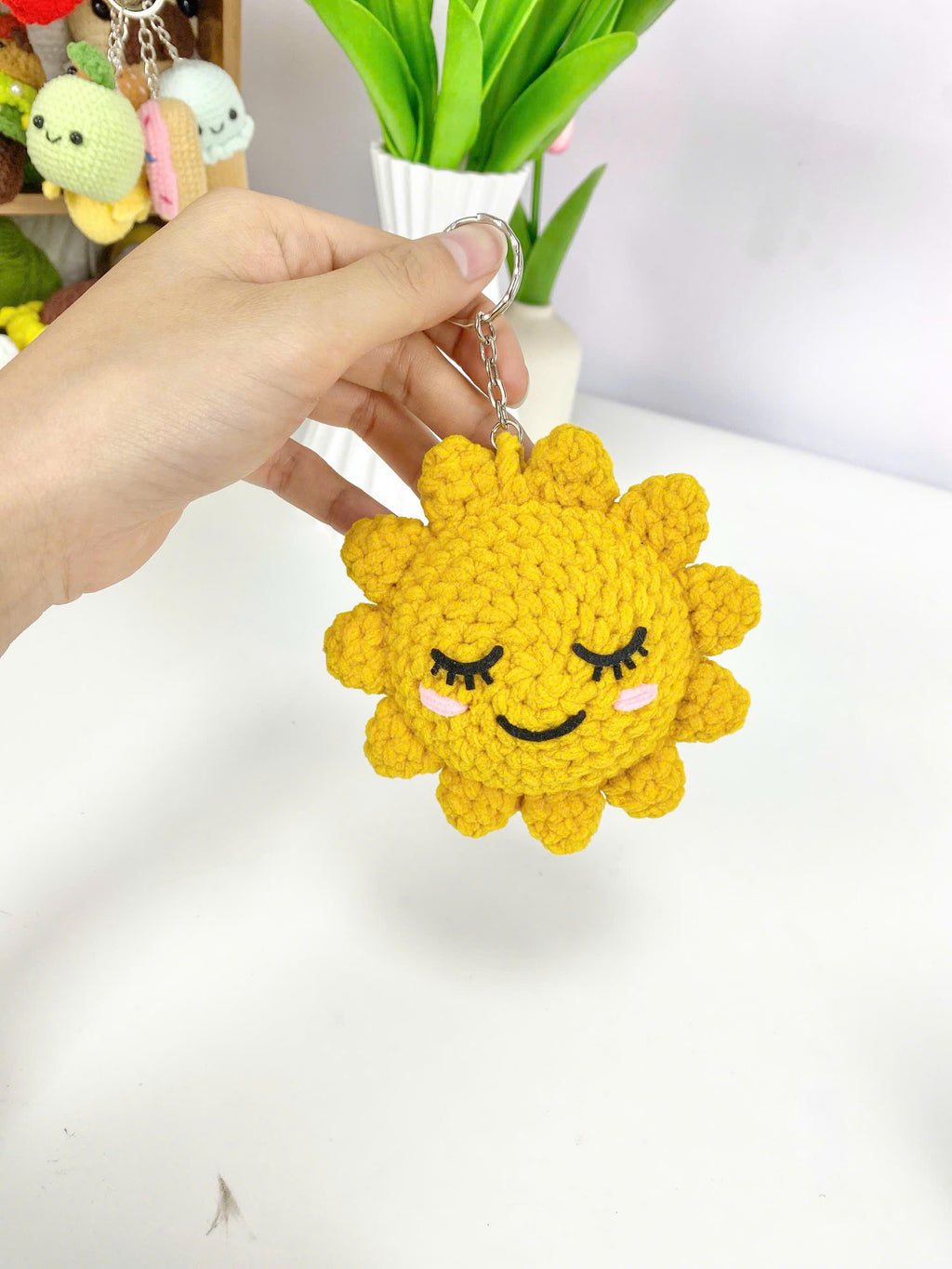 Weather Keychain Crochet Pattern: Sun, Moon, Star, Cloud (PDF)