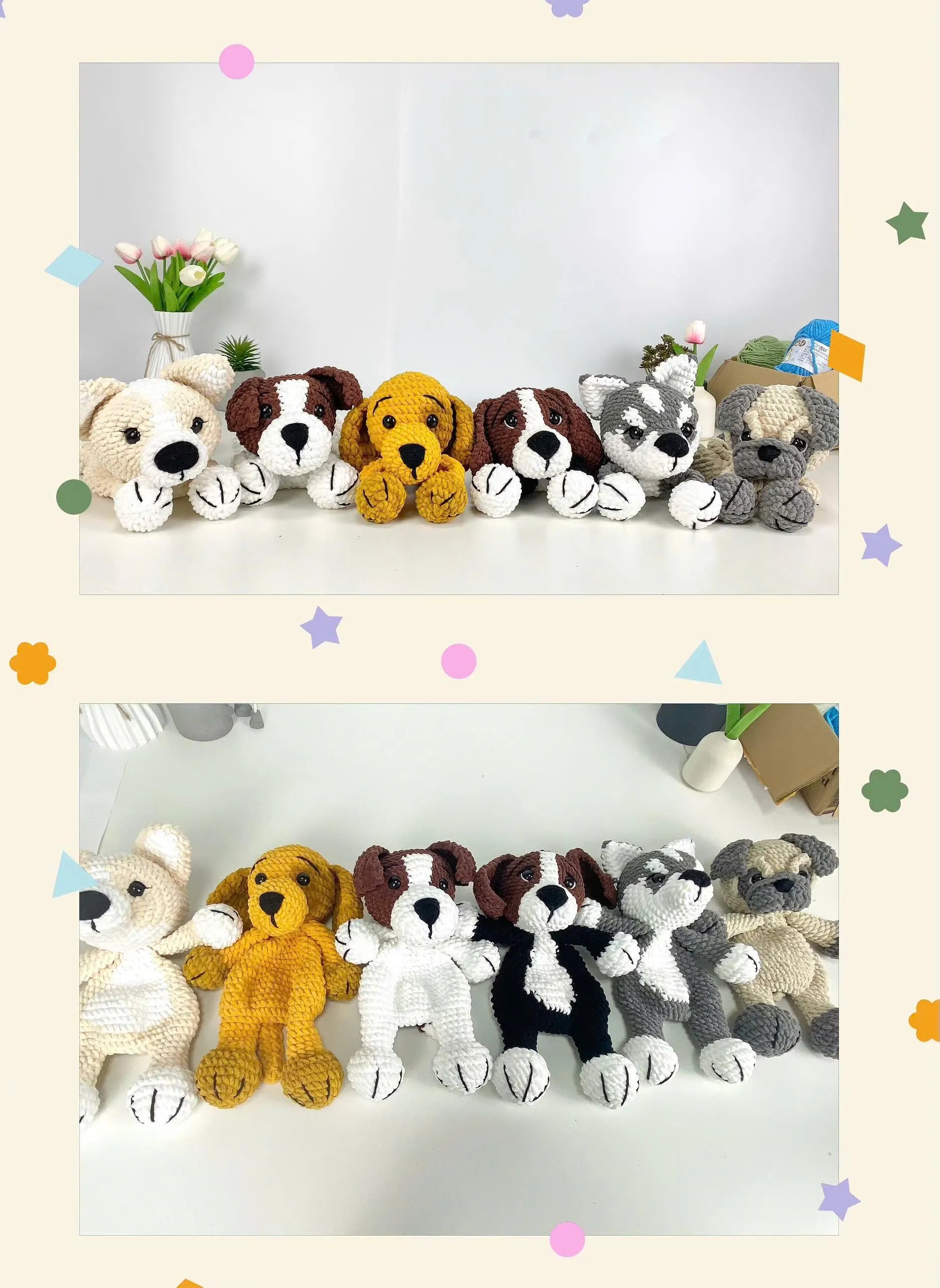 Dog Snuggler Crochet Pattern PDF Bundle: Amigurumi Plush Toy Set (Digital File)