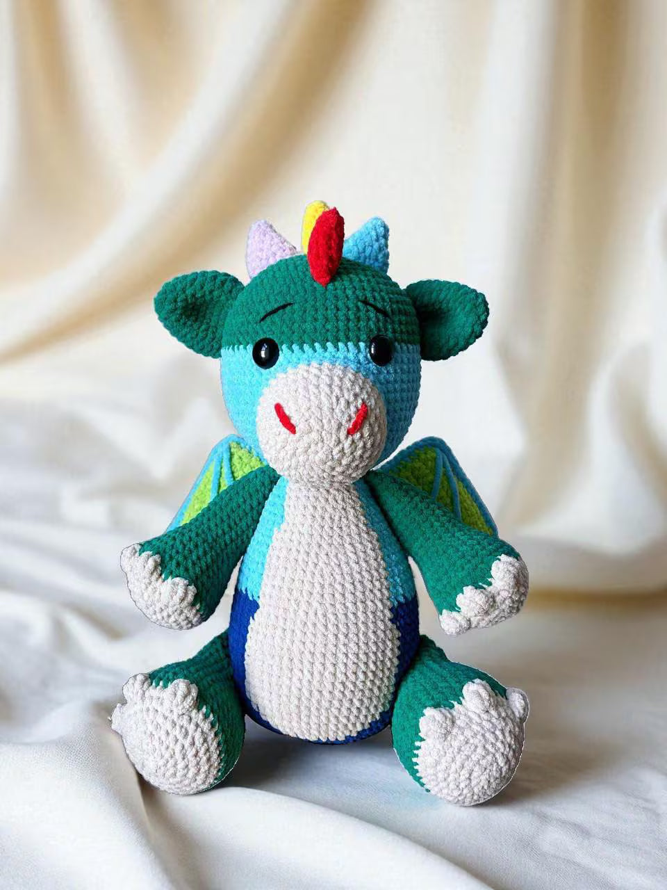 Rainbow Dragon Crochet Pattern PDF: Amigurumi Plush Toy Tutorial