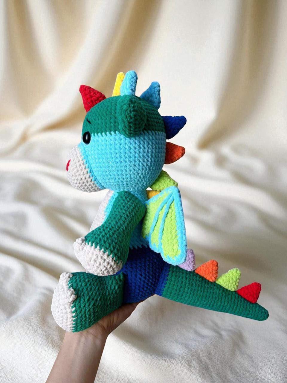 Rainbow Dragon Crochet Pattern PDF: Amigurumi Plush Toy Tutorial