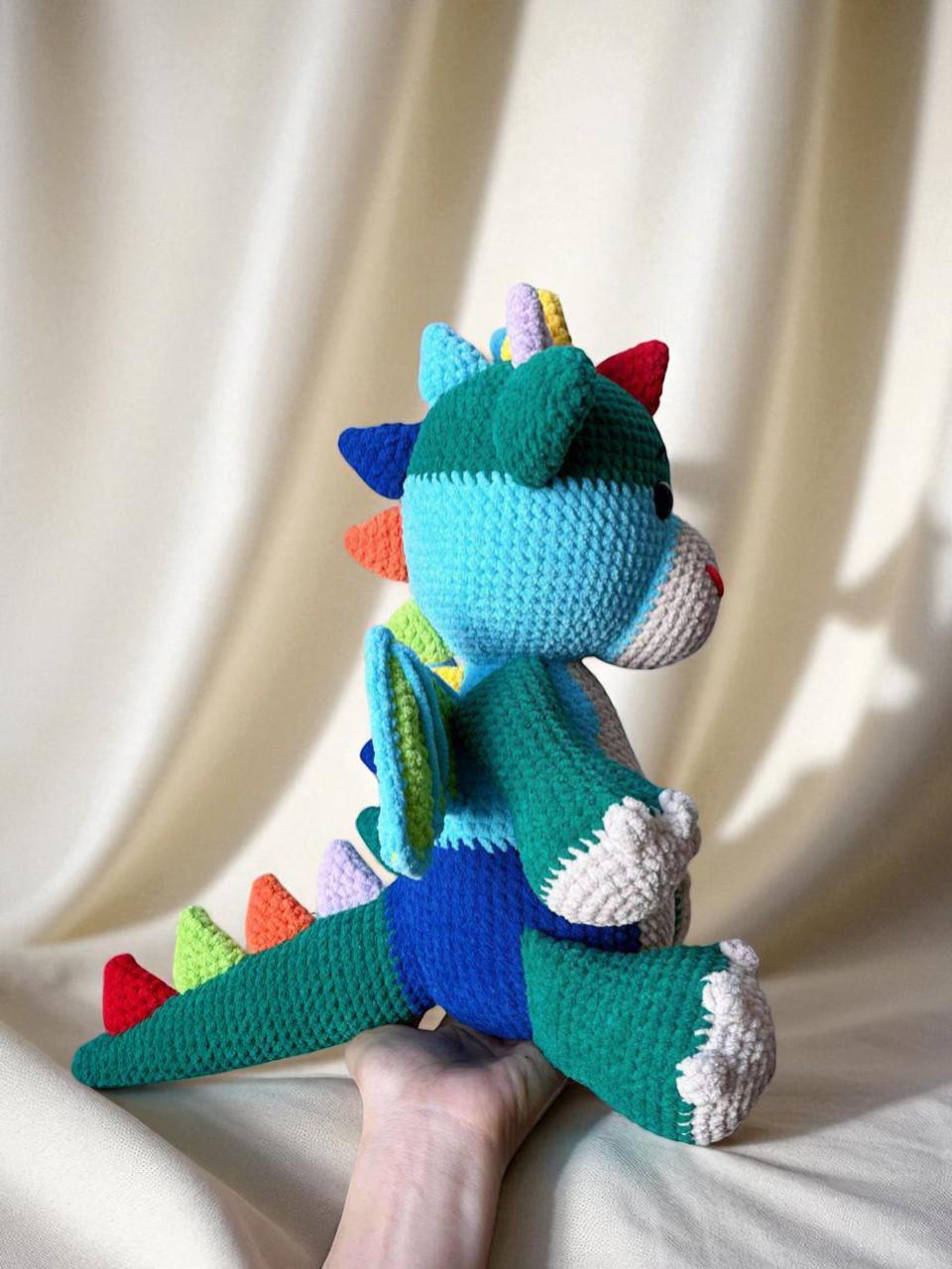 Rainbow Dragon Crochet Pattern PDF: Amigurumi Plush Toy Tutorial