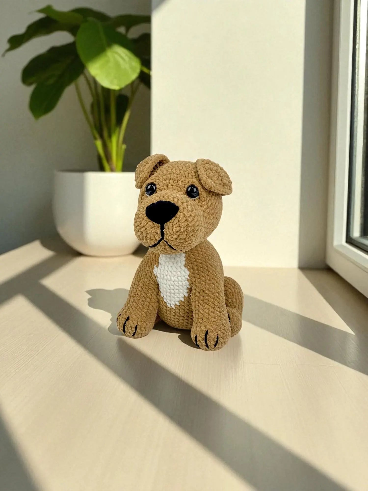 Digital Crochet Pattern, Cream Pitbull Amigurumi PDF