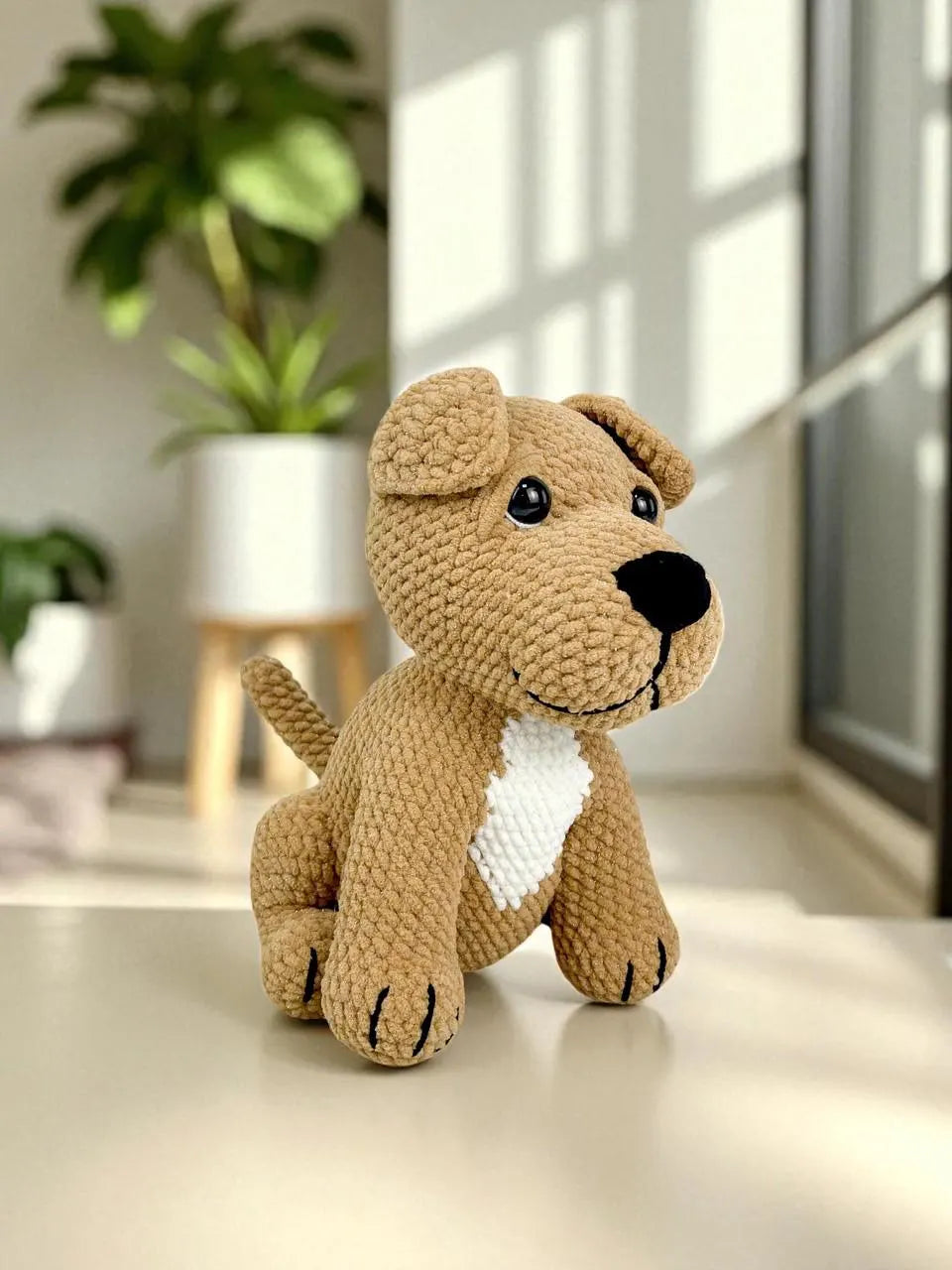 Digital Crochet Pattern, Cream Pitbull Amigurumi PDF