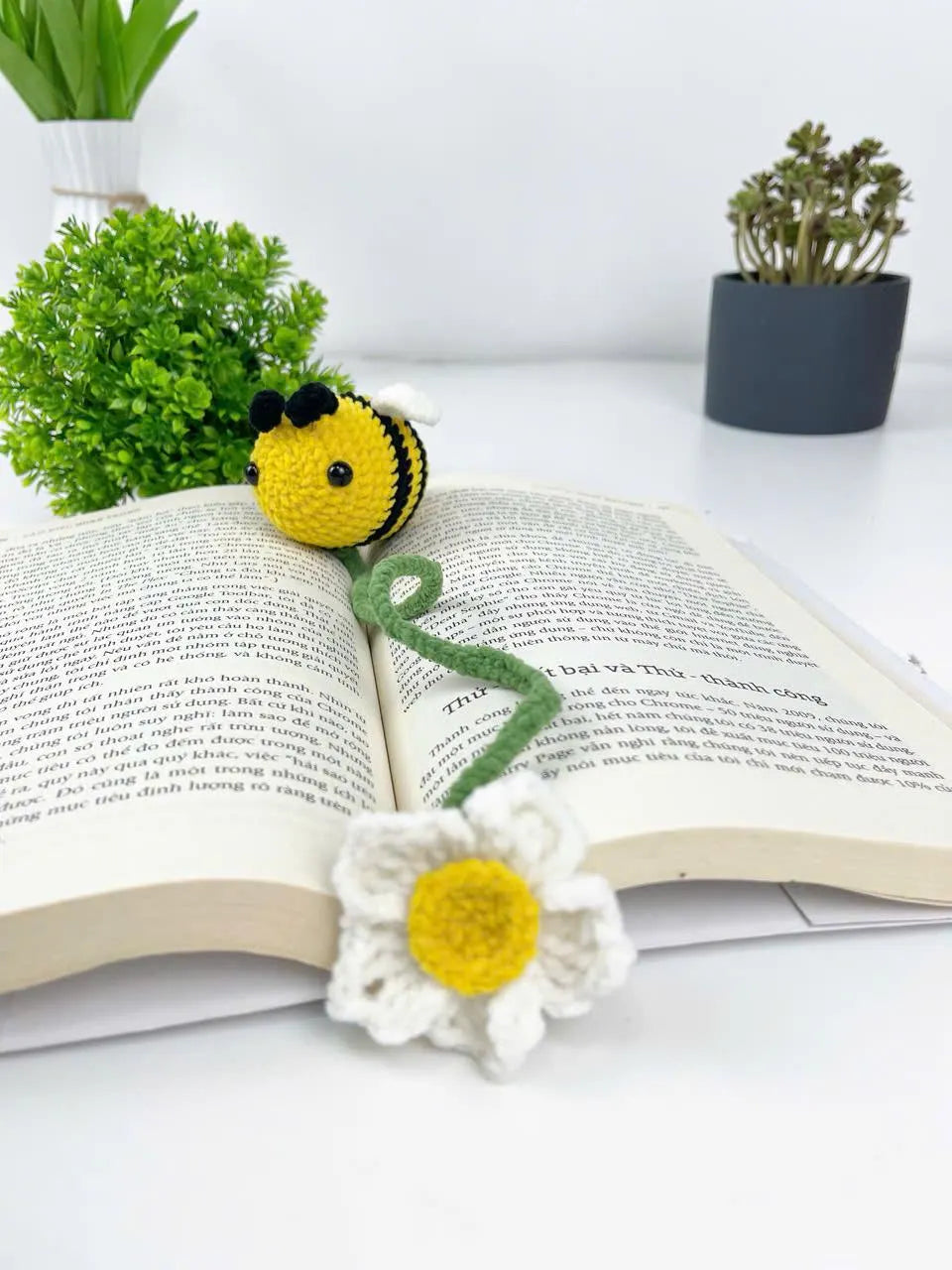 Crochet Bookmark Patterns – Bee, Frog, Strawberry (PDF)