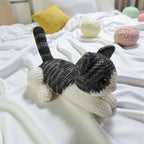 Striped Cat Crochet Pattern – Amigurumi Kitten Plush Toy PDF, Cute Gray White Cat, Easy Crochet Animal Pattern for Beginners