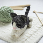 Striped Cat Crochet Pattern – Amigurumi Kitten Plush Toy PDF, Cute Gray White Cat, Easy Crochet Animal Pattern for Beginners