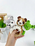 Crochet Animal Rattle Pattern – Dog, Wolf, Frog Amigurumi (PDF Download)