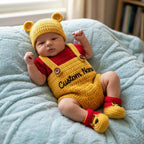 Personalized Crochet Baby Outfit, Winnie the Pooh Tigger or Piglet Romper Set, Hat and Booties, Newborn Photo Prop, Baby Shower Gift