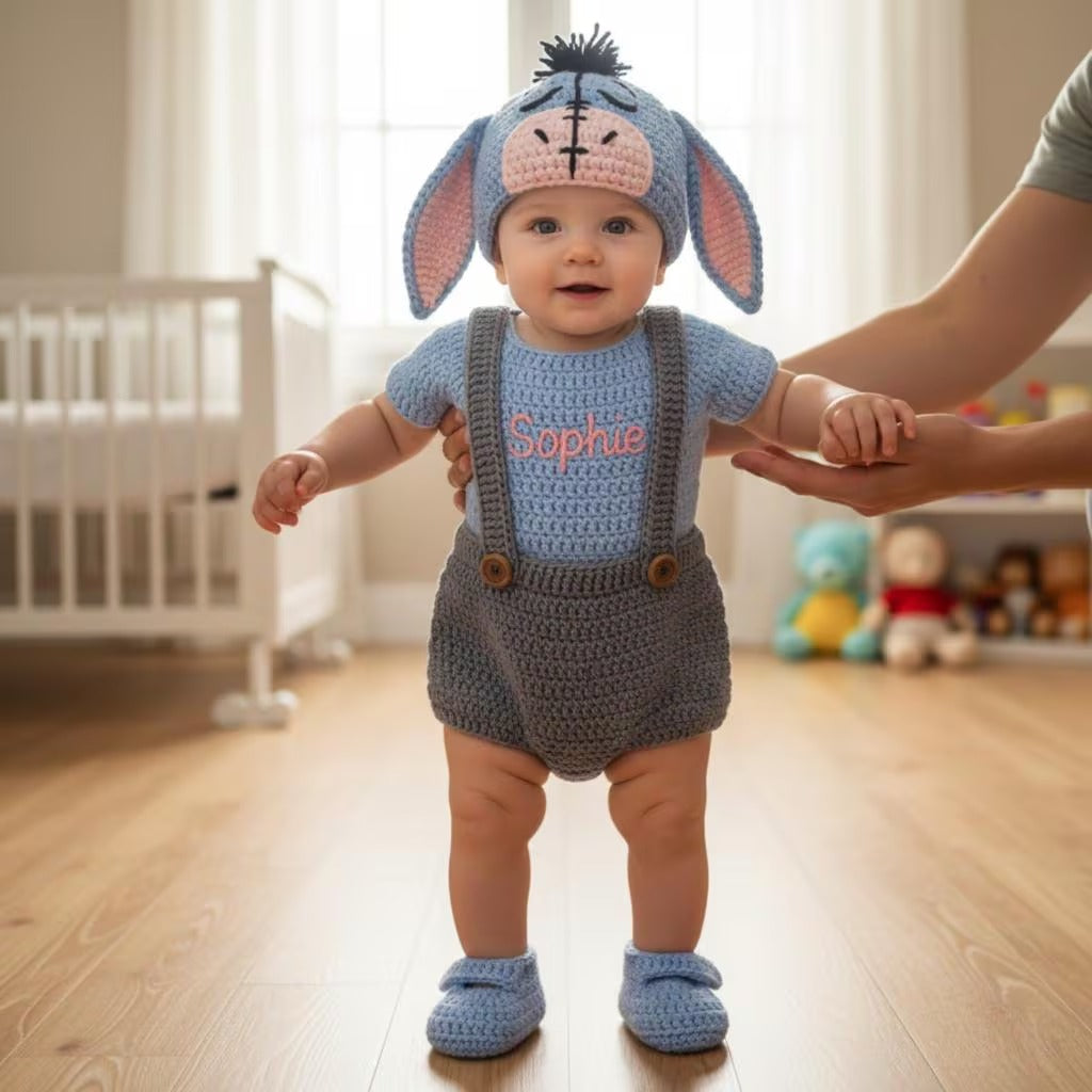 Personalized Crochet Baby Animal Outfit, Bunny Owl Donkey Set, Newborn Photo Prop, Coming Home Outfit, Baby Shower Gift