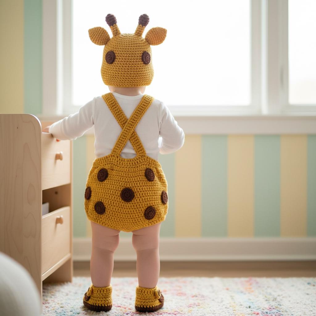 Personalized Crochet Safari Baby Outfit, Zebra Deer Giraffe Romper Set with Hat and Booties, Newborn Photo Prop, Baby Shower Gift
