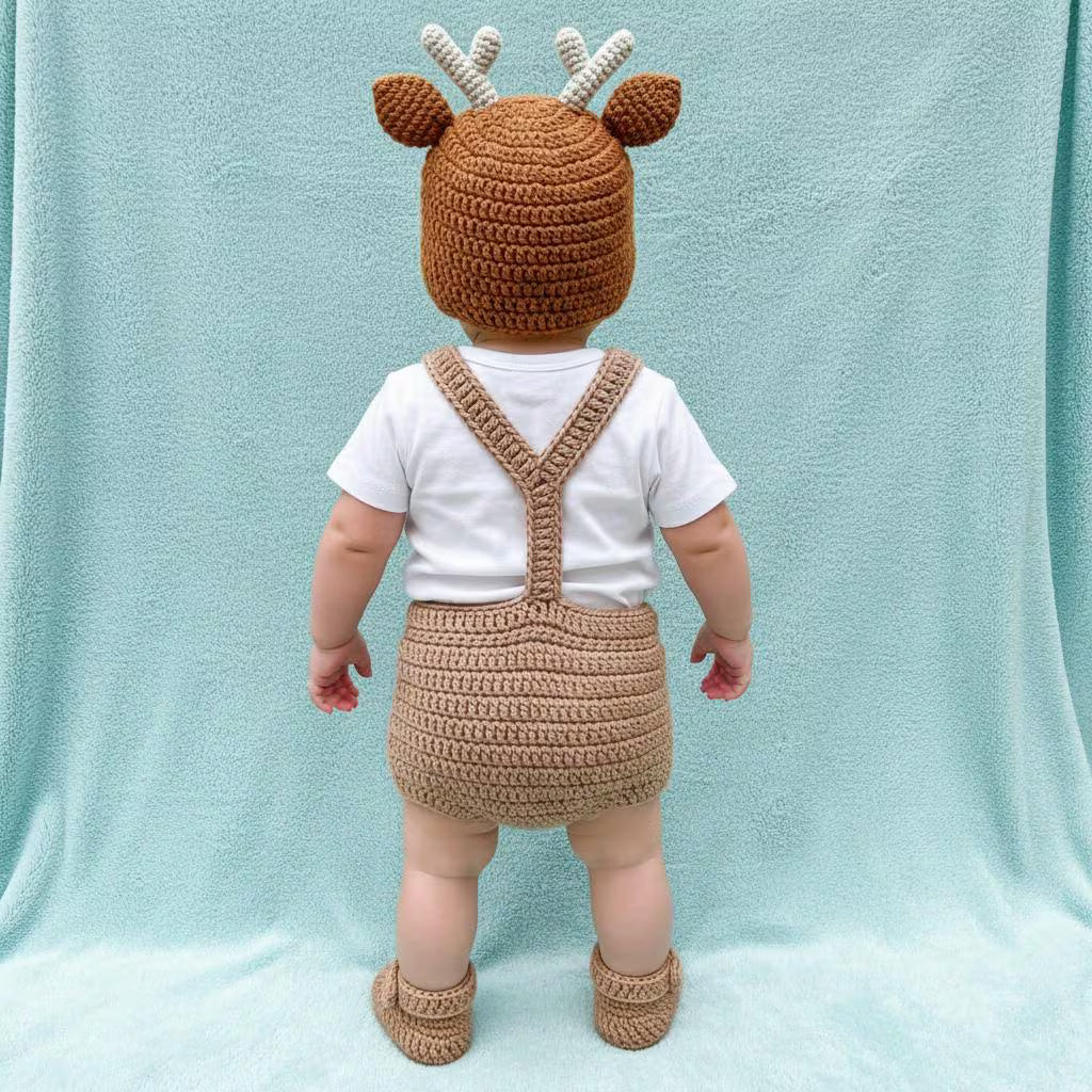 Personalized Crochet Safari Baby Outfit, Zebra Deer Giraffe Romper Set with Hat and Booties, Newborn Photo Prop, Baby Shower Gift