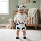 Personalized Crochet Baby Animal Outfit, Sheep Bunny or Cow Romper Set with Hat and Booties, Newborn Photo Prop, Baby Shower Gift