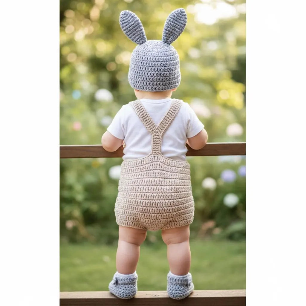 Personalized Crochet Baby Animal Outfit, Sheep Bunny or Cow Romper Set with Hat and Booties, Newborn Photo Prop, Baby Shower Gift