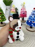 Snowman Pug Amigurumi Crochet Pattern, Easy Christmas Dog (PDF)