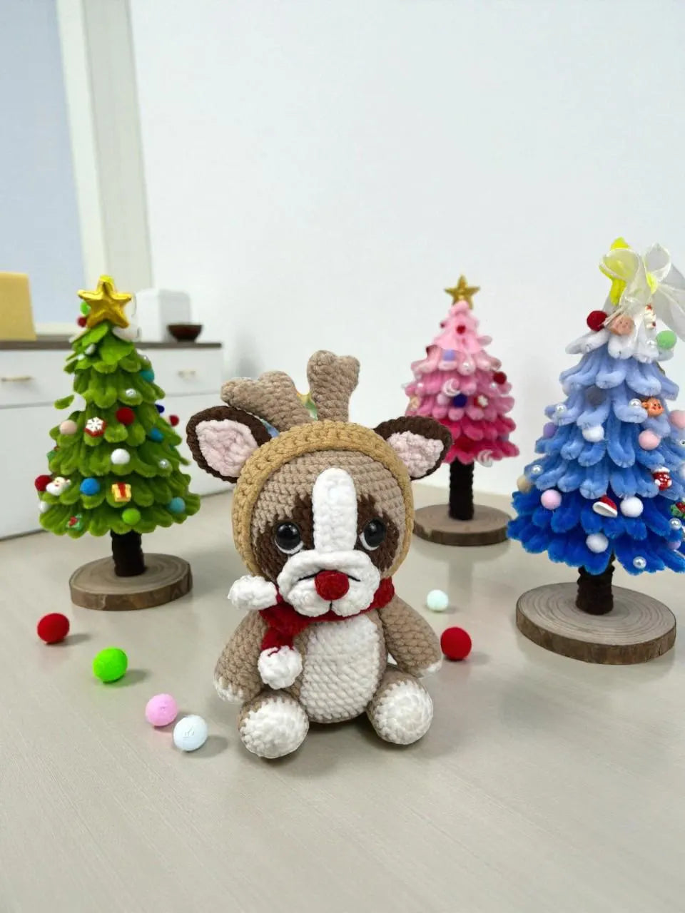 Reindeer Pug Crochet Pattern, Christmas Dog Amigurumi (PDF)