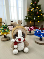Reindeer Pug Crochet Pattern, Christmas Dog Amigurumi (PDF)