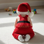 Crochet Santa Baby Outfit, Red Christmas Overalls and Hat Set, Newborn Photo Prop, Baby First Christmas Costume, Holiday Baby Gift