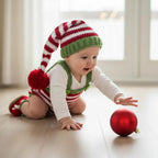 Personalized Crochet Baby Elf Outfit, Christmas Romper Hat and Booties Set, Newborn Photo Prop, First Christmas Holiday Gift