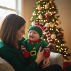 Crochet Christmas Elf Baby Outfit, Elf Sweater Hat and Mittens Set, Newborn Photo Prop, First Christmas Costume, Holiday Baby Gift