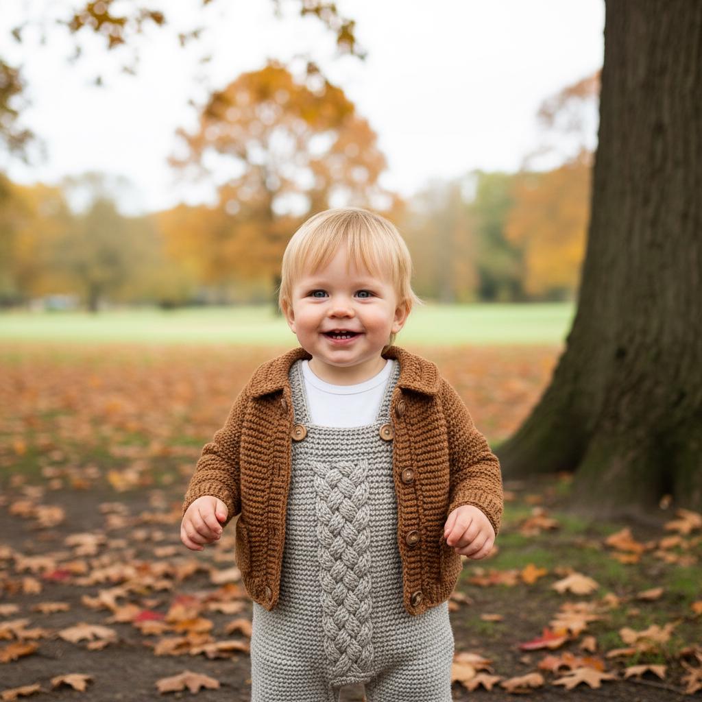 Handmade Crochet Baby Outfit, Cable Romper & Brown Cardigan Set, Newborn Coming Home Outfit, Baby Shower Gift