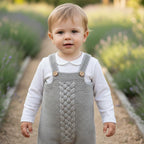 Handmade Crochet Baby Outfit, Cable Romper & Brown Cardigan Set, Newborn Coming Home Outfit, Baby Shower Gift