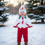 Handmade Crochet Snowman Baby Cape, Christmas Hooded Poncho, Newborn Photo Prop, Baby’s First Christmas Outfit, Holiday Gift