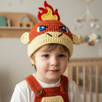 Crochet Chimchar Baby Outfit, Fire Monkey Romper Set with Hat and Booties, Newborn Photo Prop, Pokemon Baby Shower Gift