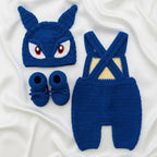 Blue Ninja Crochet Baby Outfit, Handmade Character Romper Hat & Booties Set, Newborn Photo Prop, Anime Halloween Costume, Baby Shower Gift