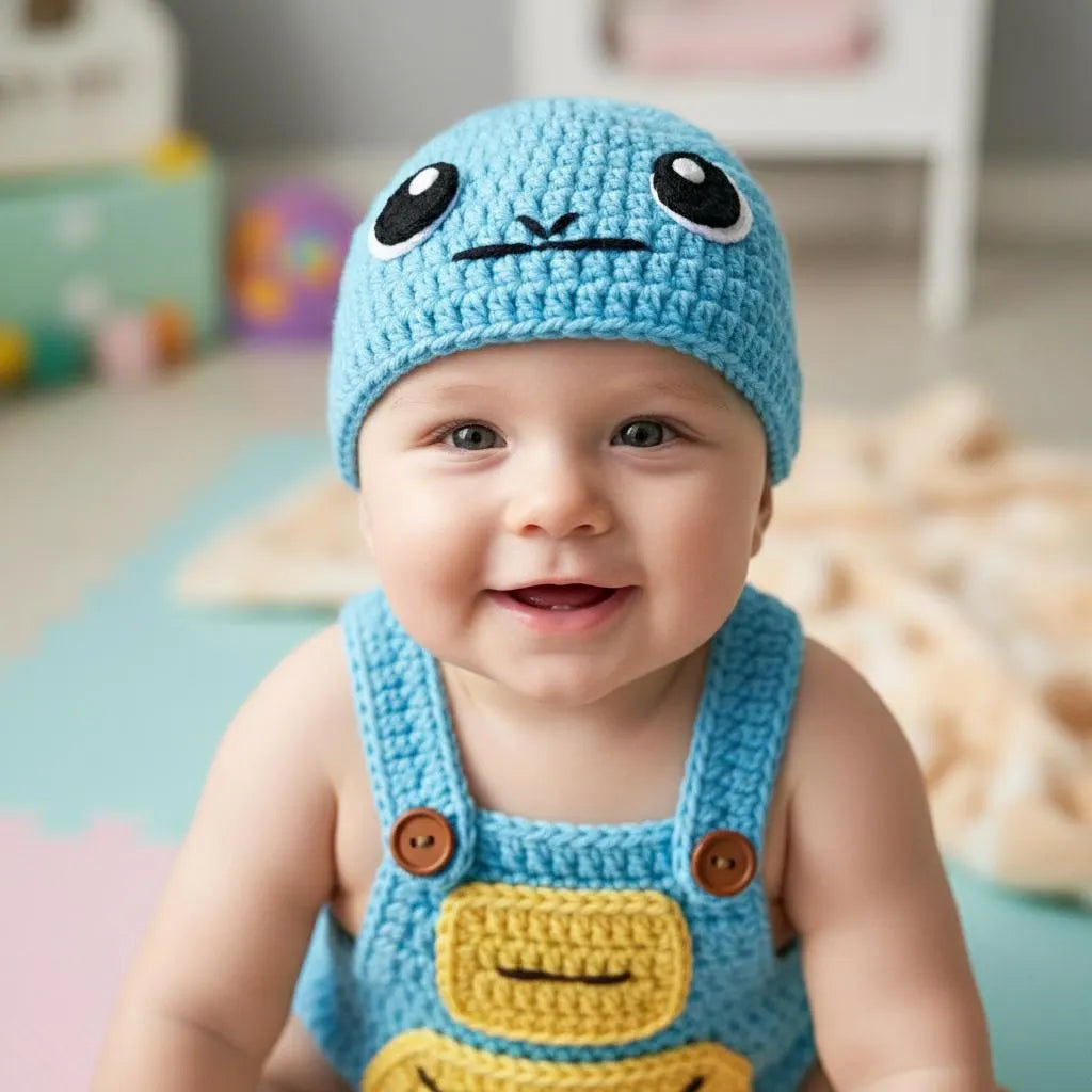 Crochet Turtle Baby Outfit Set, Blue Romper Hat and Booties, Newborn Photo Prop, Baby Halloween Costume, Baby Shower Gift
