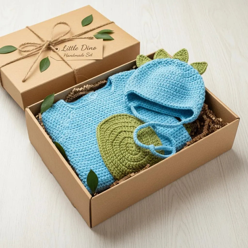 Crochet Dinosaur Baby Outfit, Blue Dino Romper and Bonnet Set, Newborn Photo Prop, Baby Halloween Costume, Baby Shower Gift