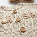 Personalized Crochet Baby Romper, Neutral Newborn Coming Home Outfit with Bow Headband, Custom Name Baby Girl Shower Gift
