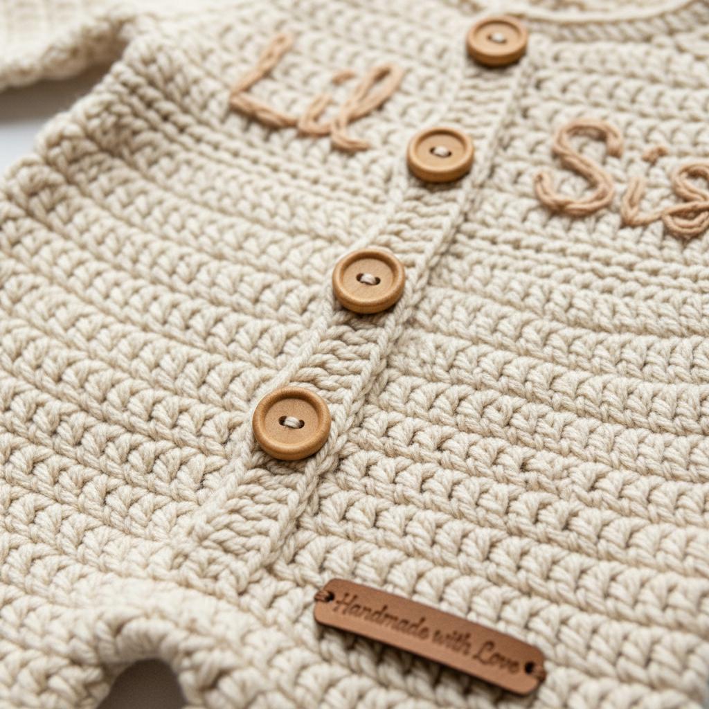 Personalized Crochet Baby Romper, Neutral Newborn Coming Home Outfit with Bow Headband, Custom Name Baby Girl Shower Gift