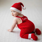 Handmade Crochet Santa Baby Outfit, Newborn Christmas Romper, Hat and Booties Set