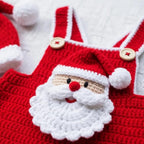 Handmade Crochet Santa Baby Outfit, Newborn Christmas Romper, Hat and Booties Set