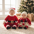 Crochet Baby Christmas Outfit, Handmade Reindeer Romper with Hat & Booties, Newborn Photo Prop