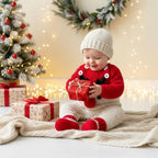 Crochet Baby Christmas Outfit, Handmade Reindeer Romper with Hat & Booties, Newborn Photo Prop