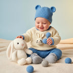Crochet Baby Outfit Set, Bunny Sweater, Blue Pants, Bear Ear Hat and Booties, Newborn Photo Prop, Coming Home Outfit, Baby Shower Gift