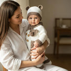 Crochet Teddy Bear Baby Outfit, Handmade Romper Hat & Booties Set, Newborn Coming Home Outfit, Baby Shower Gift