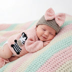 Crochet Zebra Baby Outfit Set, Pink Cardigan, Pants, Bow Hat and Booties, Newborn Photo Prop, Coming Home Outfit, Baby Shower Gift
