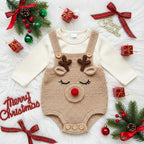 Crochet Reindeer Baby Romper, Handmade Christmas Overalls, Newborn Photo Prop, Baby’s First Christmas Outfit, Holiday Baby Gift
